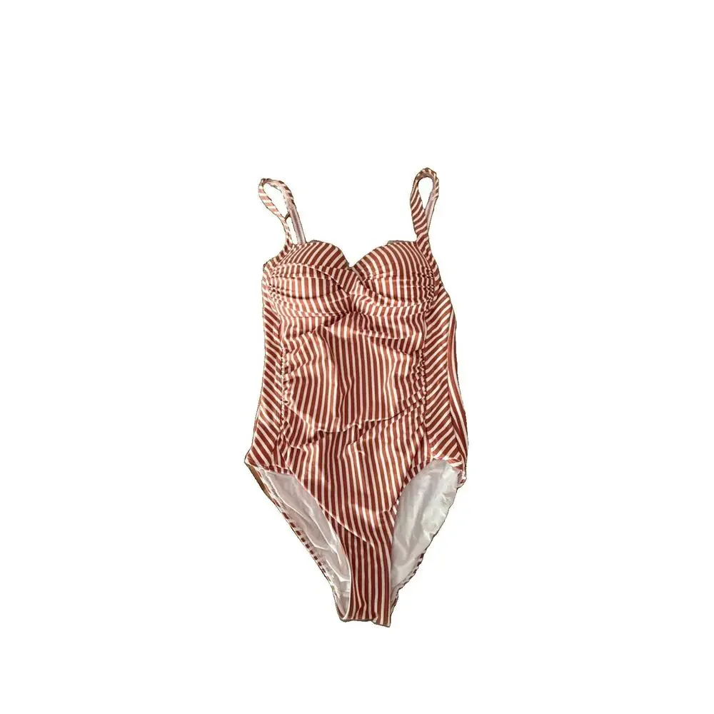 NipTuck Tummy Control Copper Striped One Piece Bathing Suit Sz 6